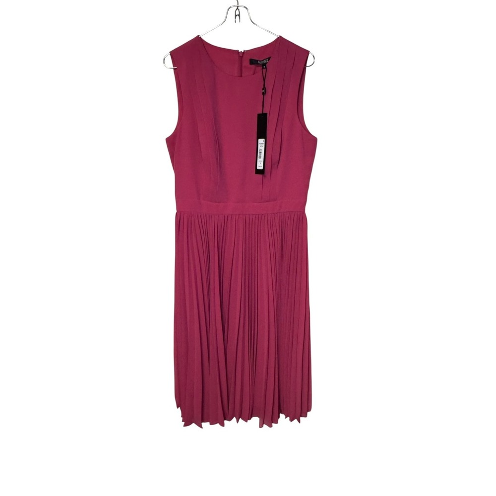 Badgley Mischka Women Dress Pleated Midi Fit & Flare Lined Sleeveless Size8 NWT